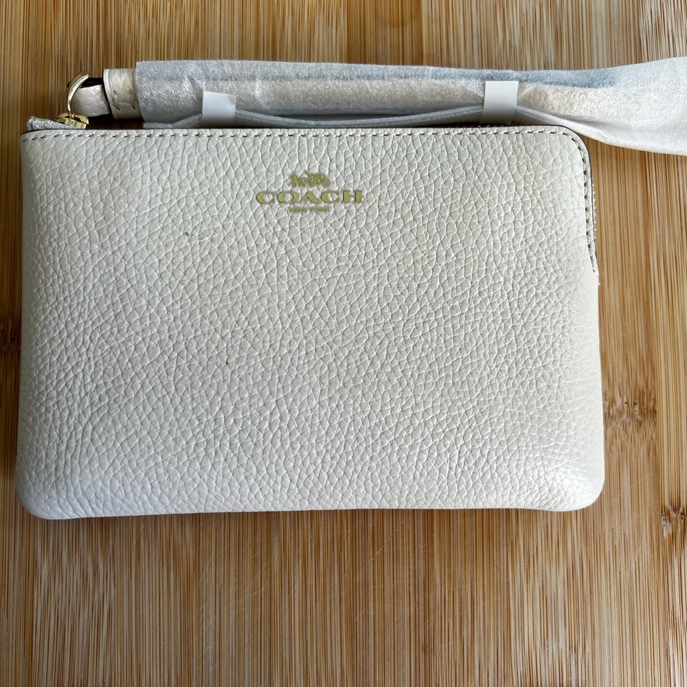 Coach White Pebbled Leather Clutch